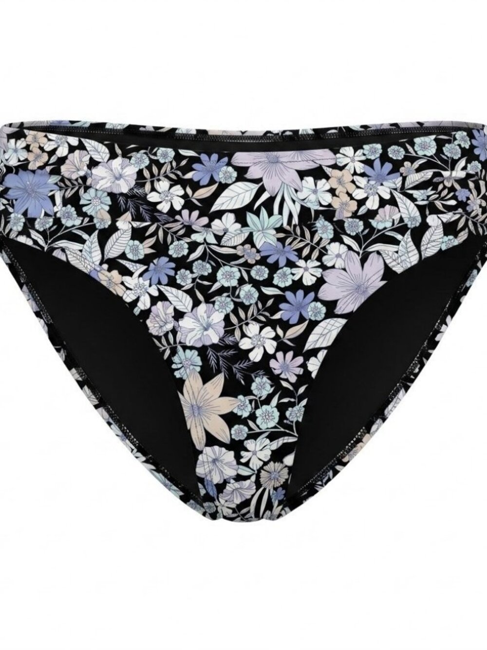 New Womens Freshwater Hipster Bikini Swim Bottom Floral black purple blue Size M